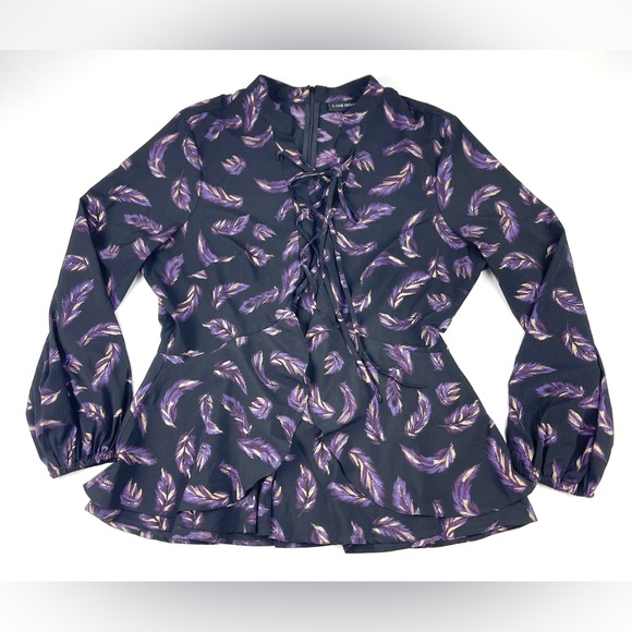 Women’s Lane Bryant Black/Purple Feather Blouse Size 16 - Picture 1 of 3